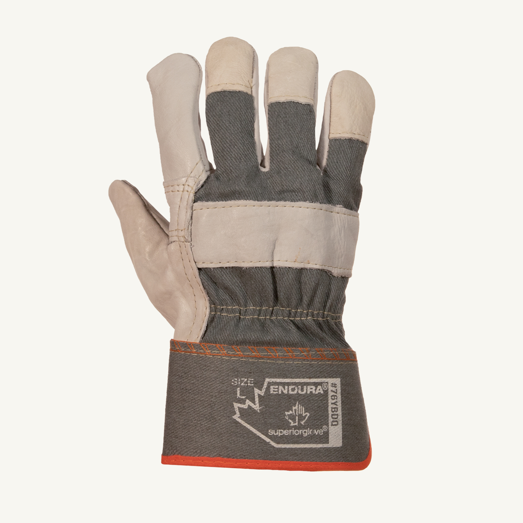 Superior Glove® Endura® Cowgrain Lined Leather Fitters Work Glove #76YBDQ